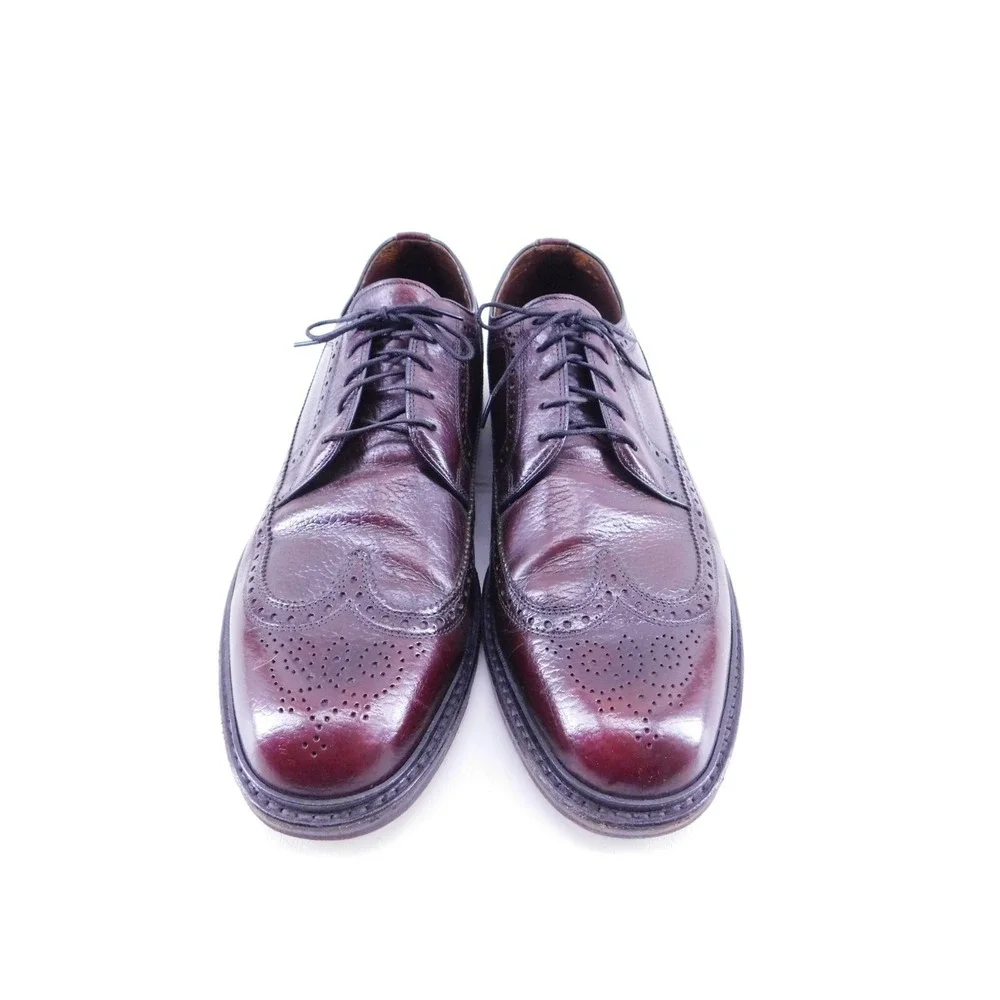 Vintage Easy Flex Mens Brogue Wingtip Shoes Burgundy 70127 Made In USA Size‎ 9 D